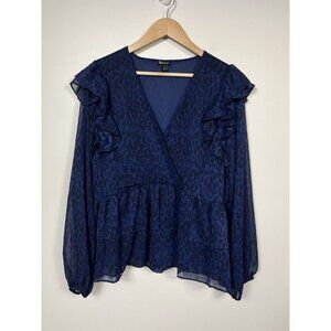 Torrid Blouse Womens 3X Blue Top Flowy Tiered Whimsigoth Fairy Goth Ruffle